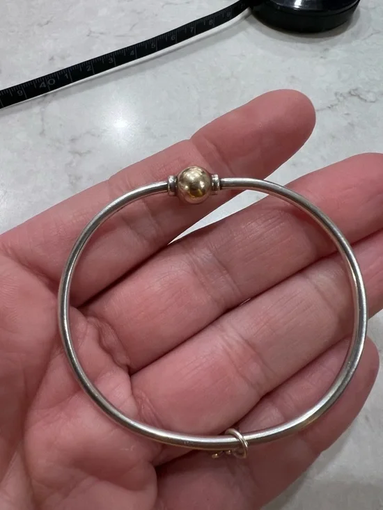 EDEN HAND ARTS 925 SILVER AND 14K GOLD, SCREWBALL CAPE COD BRACELET - Picture 7 of 12